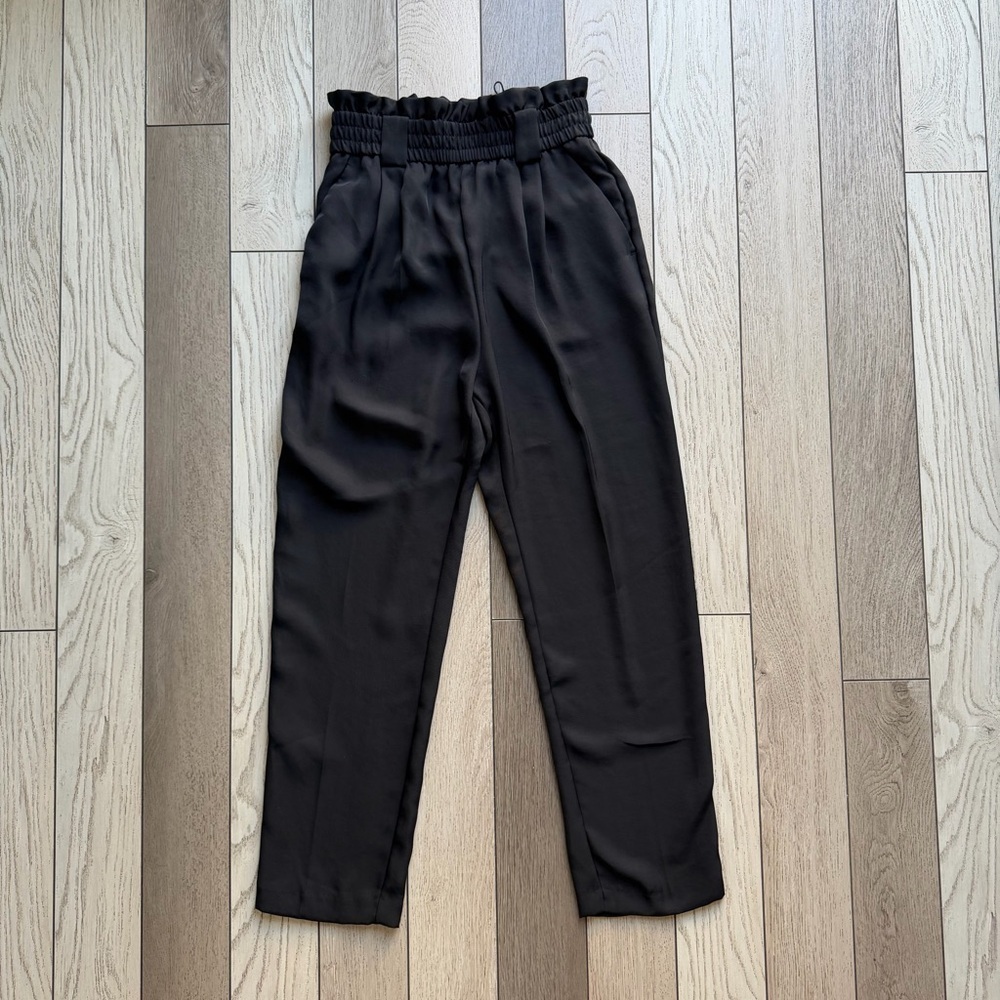 Zara Black Elastic Waistband Trousers